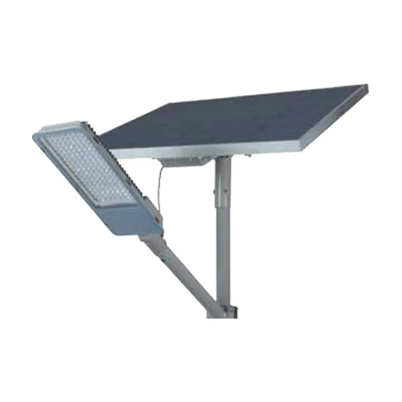 Split solar street light with separate panel and lamp head